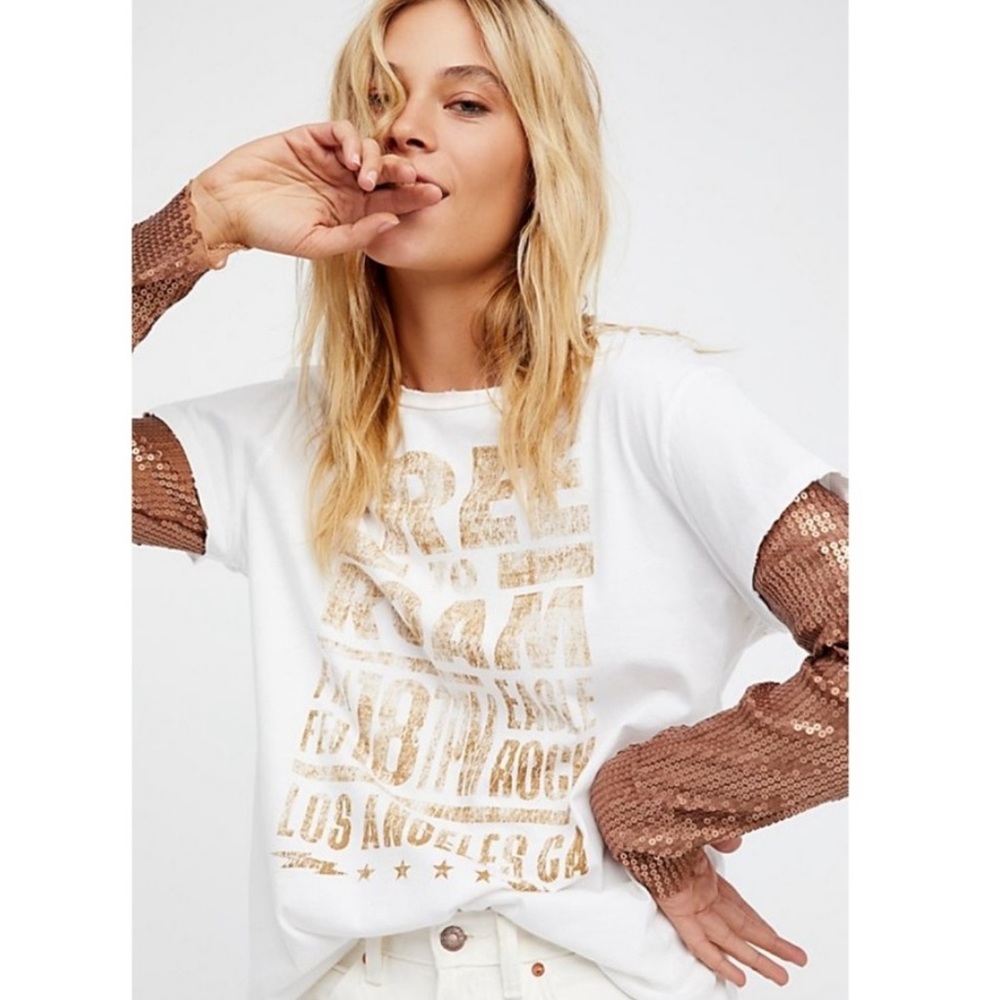 Free People Backstage Tee Free To Roam Sequined